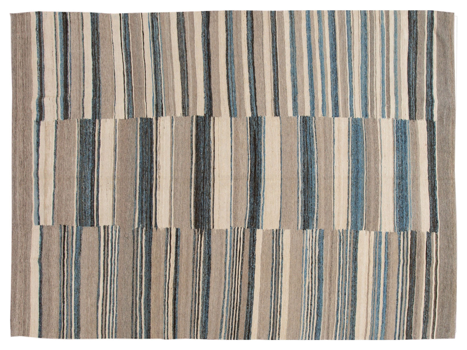 Modern Flat-Weave Kilim Wool Rug 9 X 12