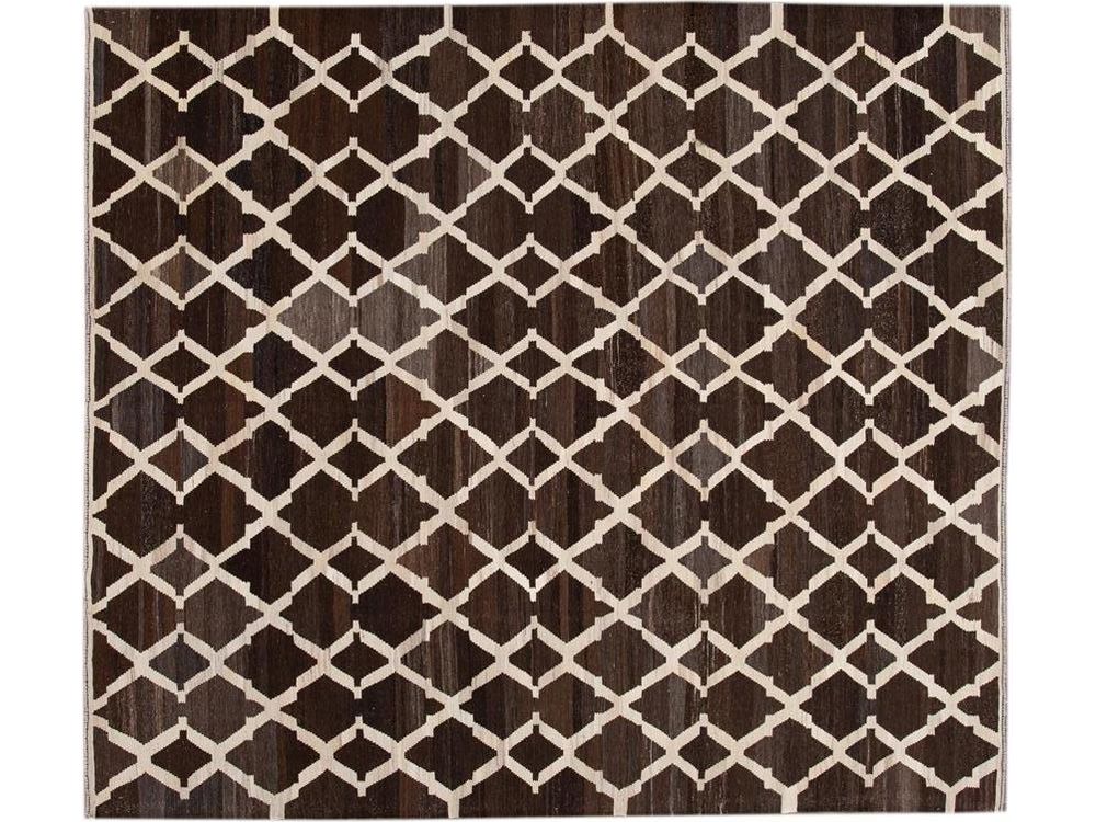 Contemporary Flatweave Kilim Wool Rug 9 X 10