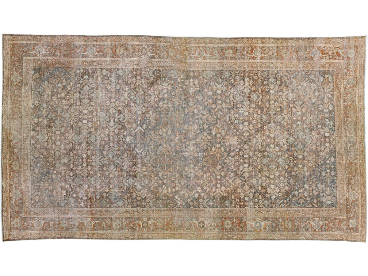 Antique Mahal Wool Rug 10 X 18