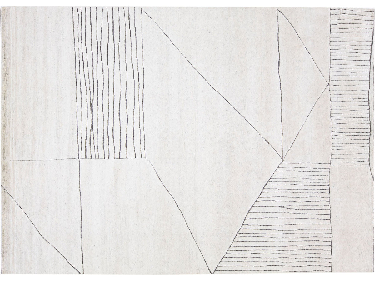Modern Moroccan Wool Rug 10 X 14
