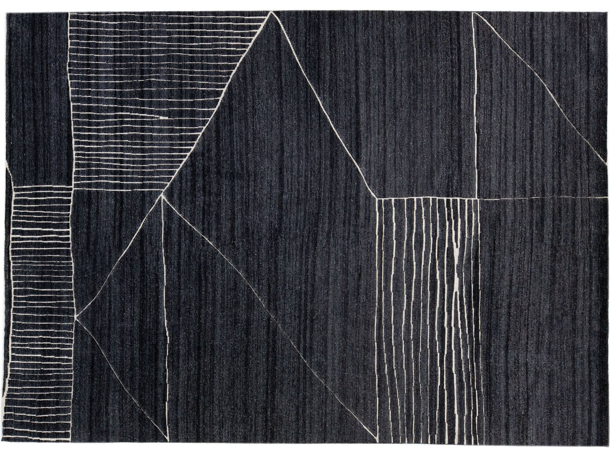 Modern Moroccan Wool Rug 10 X 14