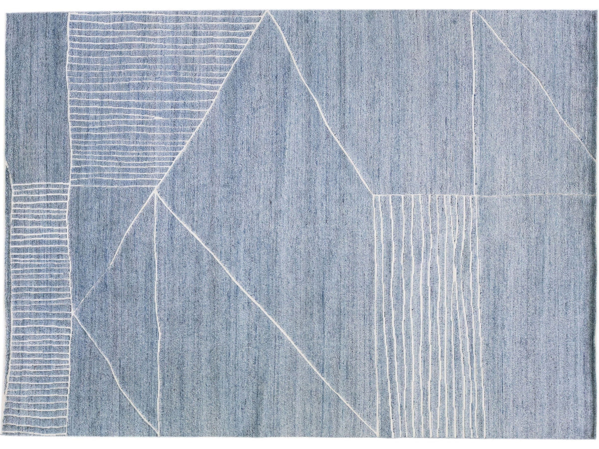 Modern Moroccan Wool Rug 10 X 14