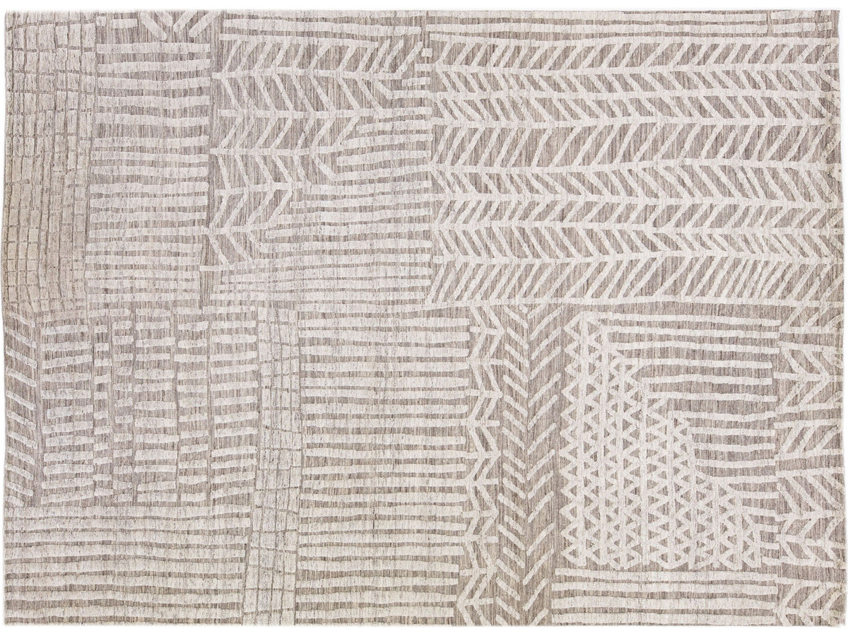 Modern Moroccan Wool Rug 10 X 14
