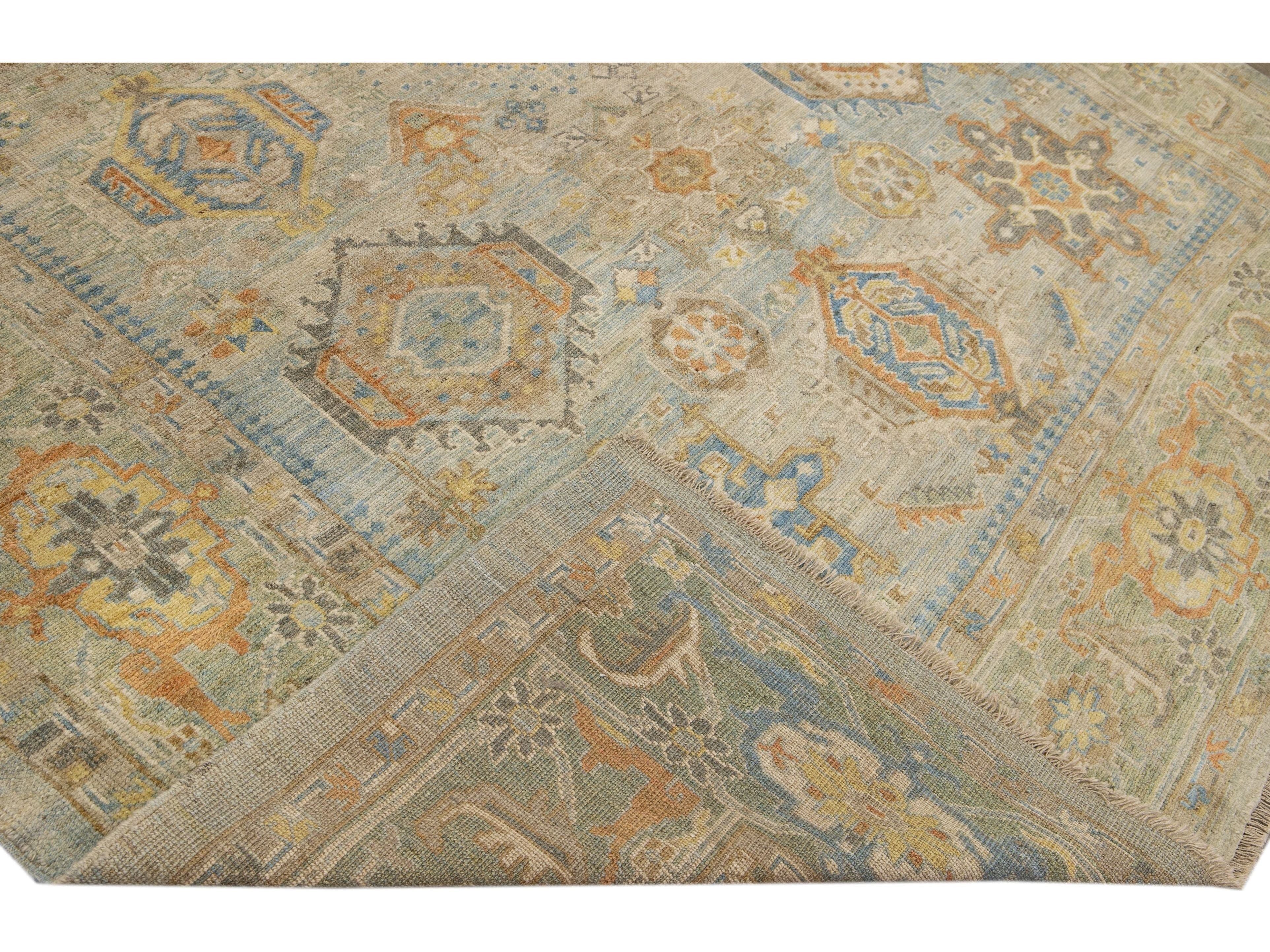 Modern Heriz Style Wool Rug 9 X 13