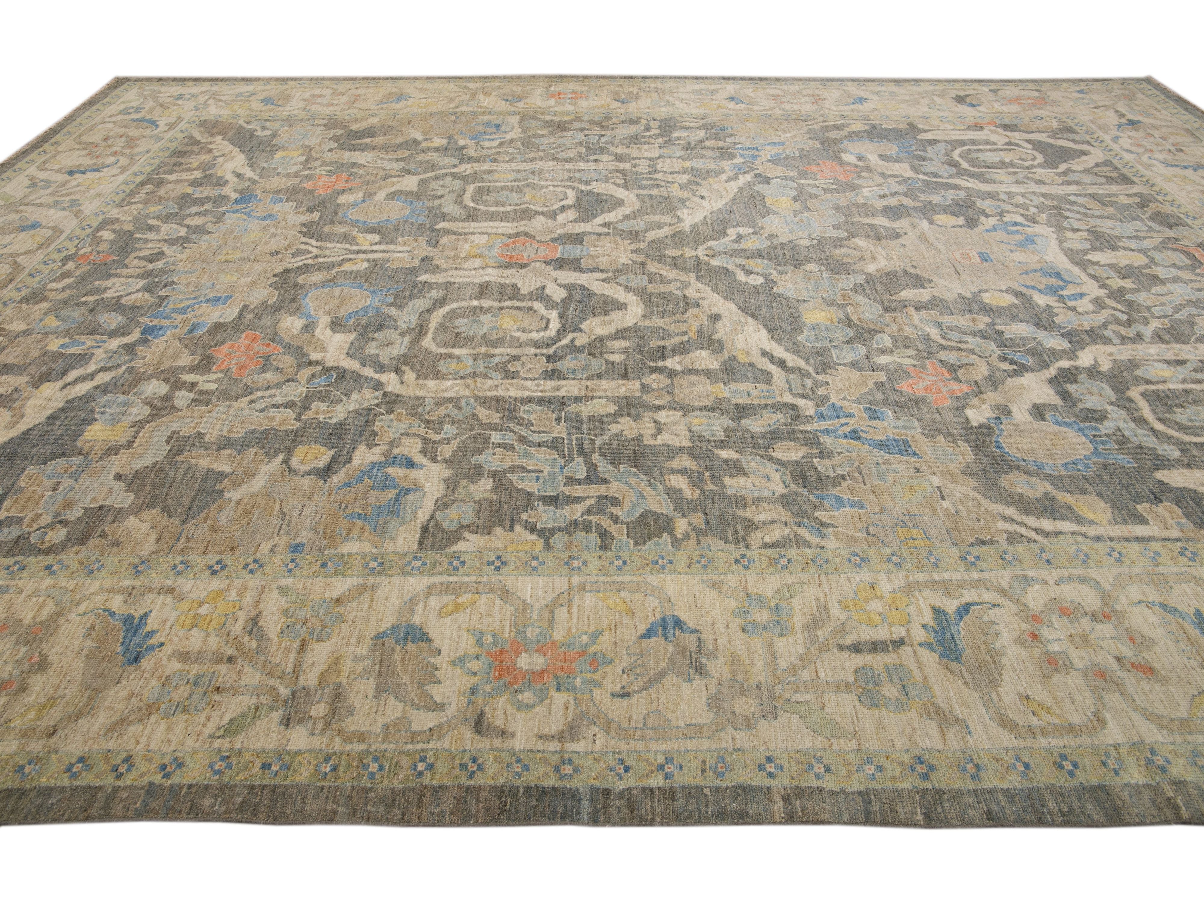Modern Sultanabad Wool Rug 12 X 17