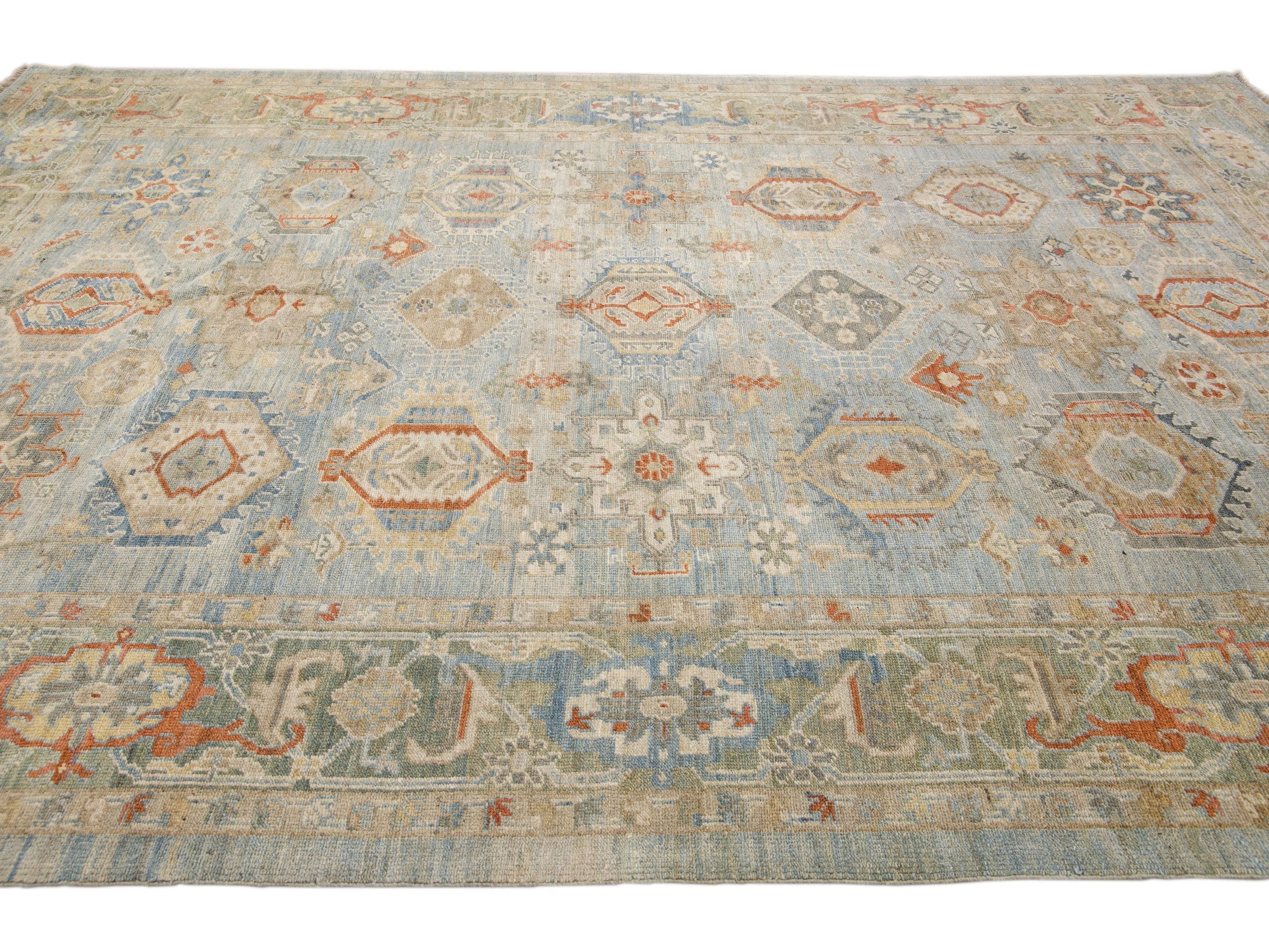 Modern Heriz Style Wool Rug 9 X 13