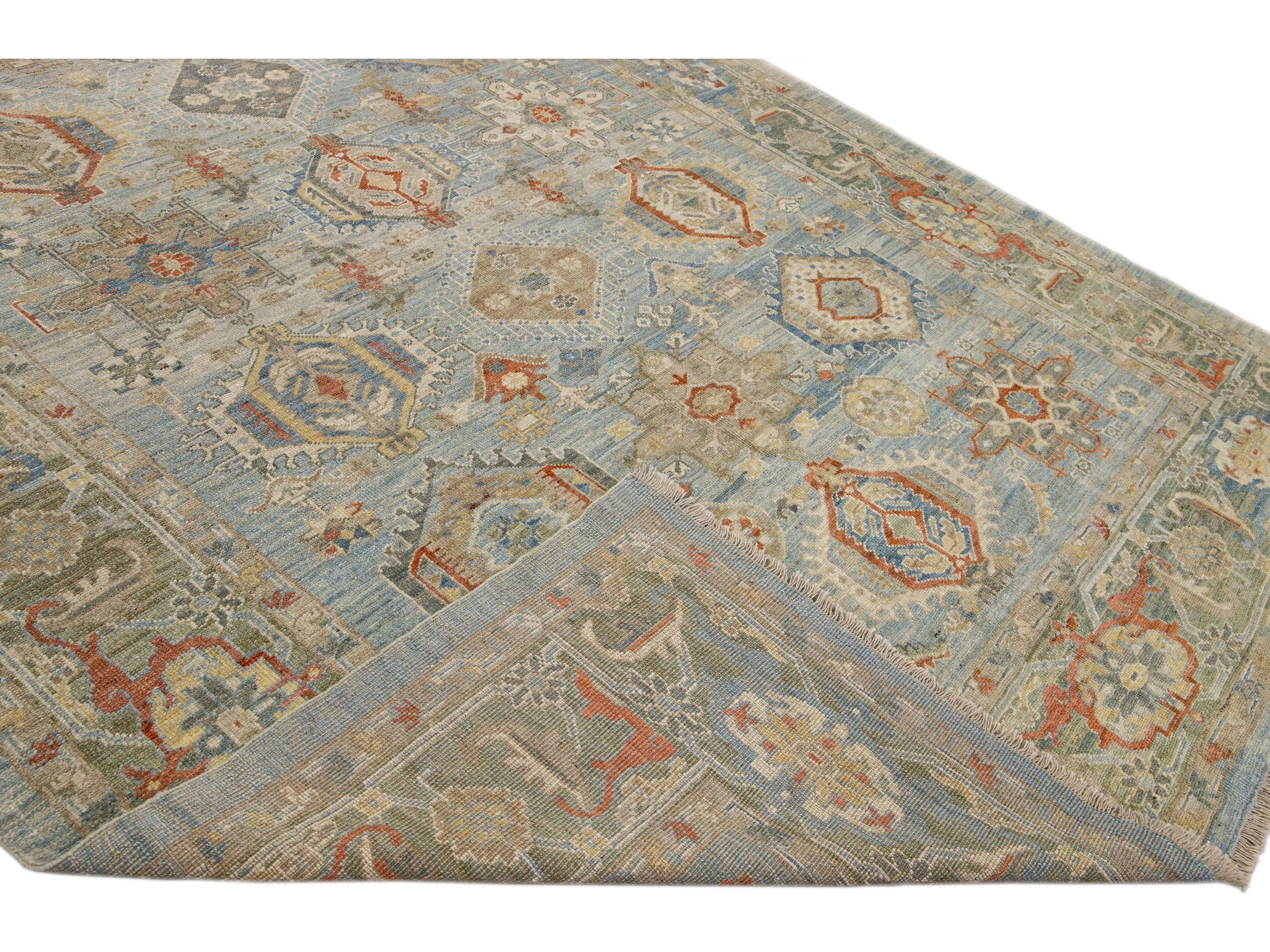 Modern Heriz Style Wool Rug 9 X 13