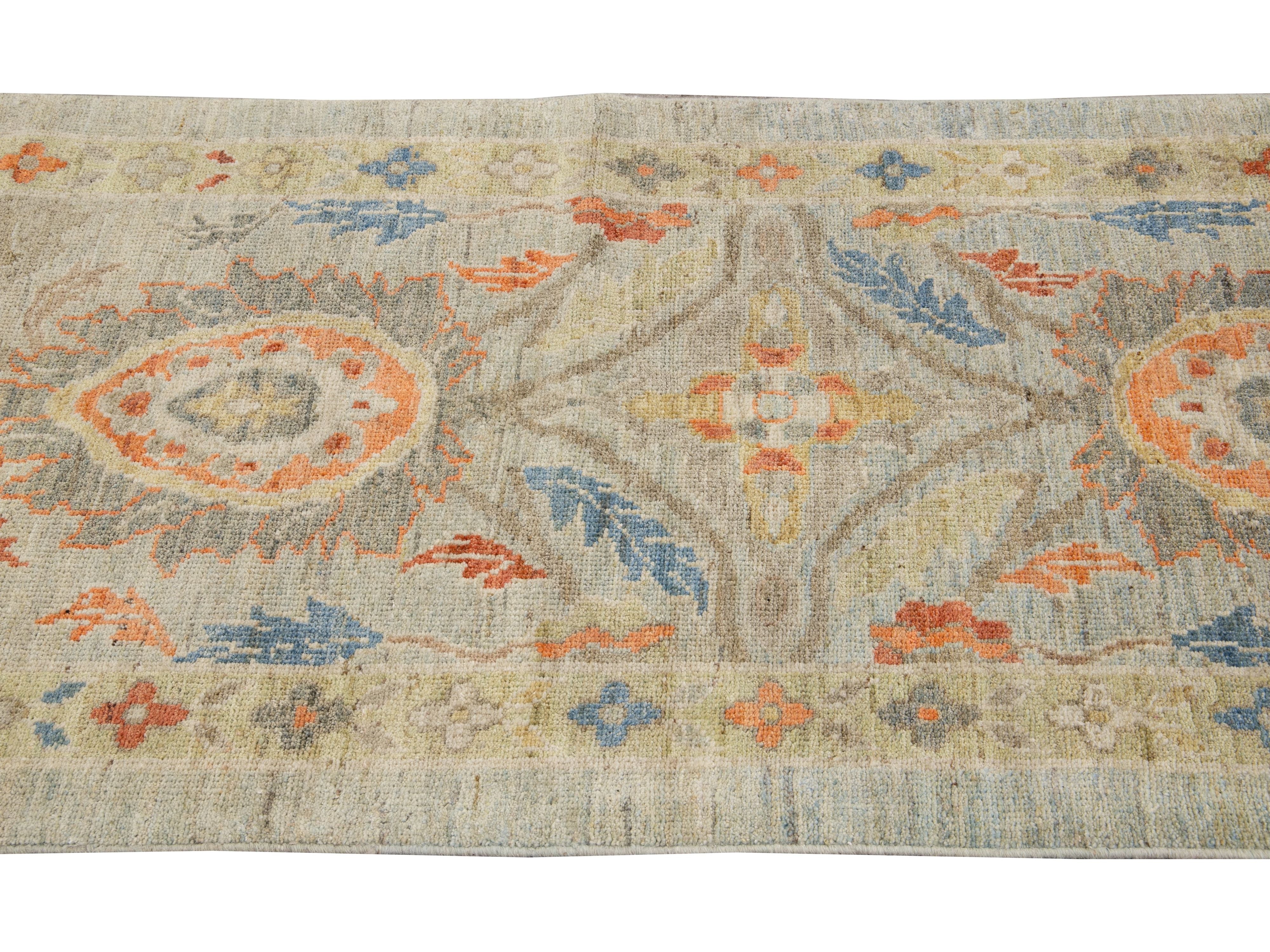 Modern Sultanabad Long Wool Runner 3 X 20