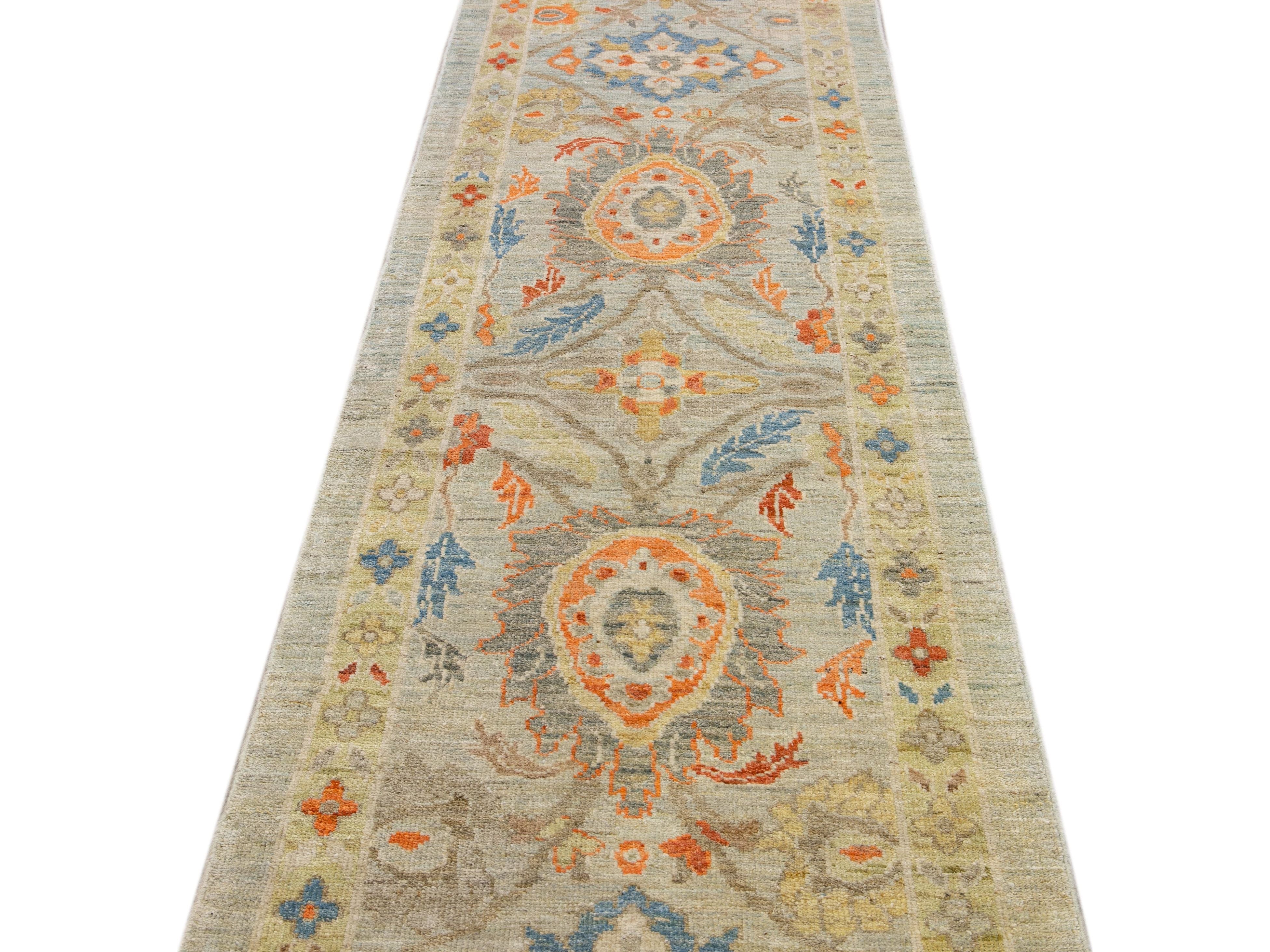 Modern Sultanabad Long Wool Runner 3 X 20