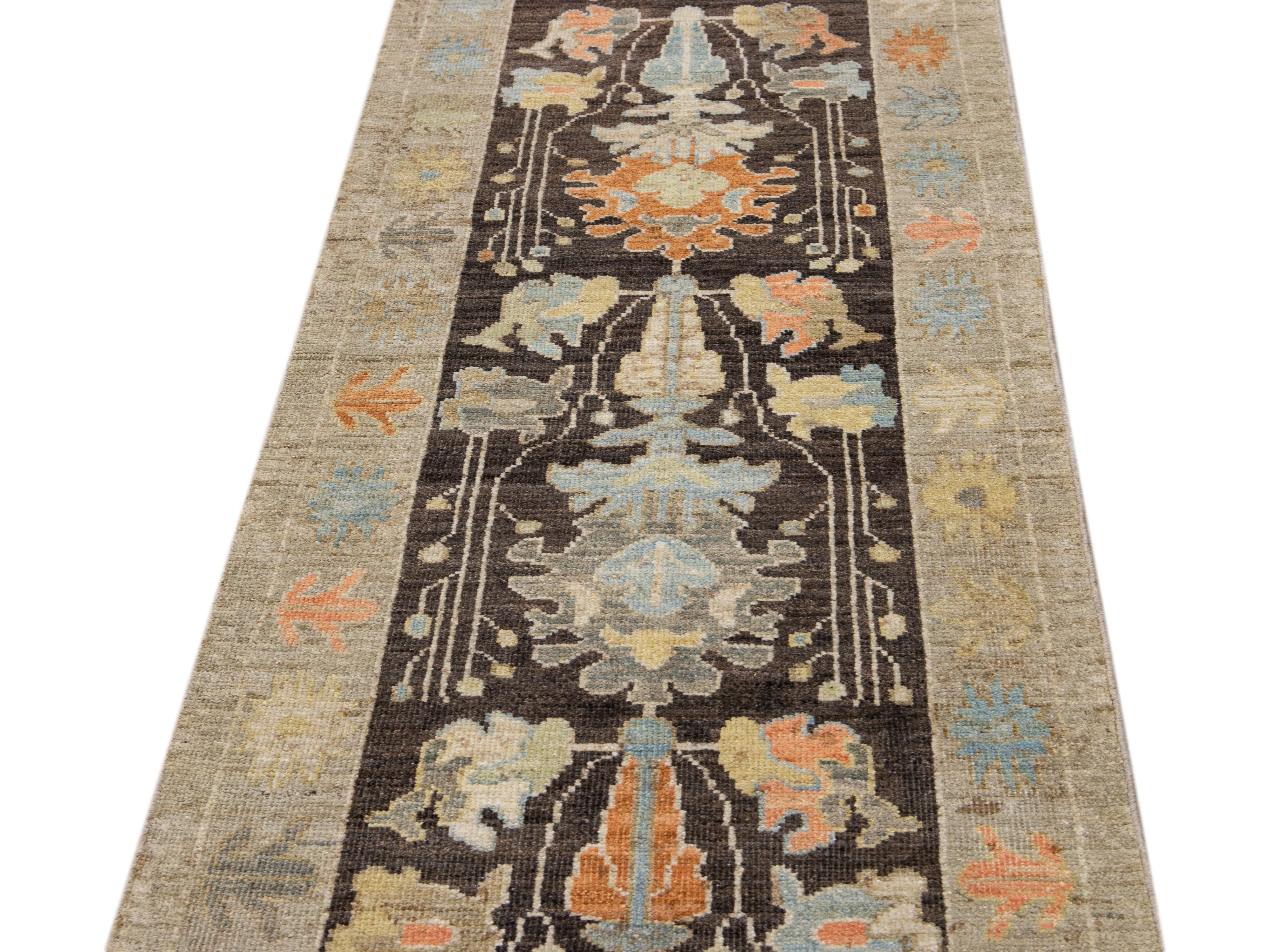 Modern Sultanabad Long Wool Runner 3 X 18