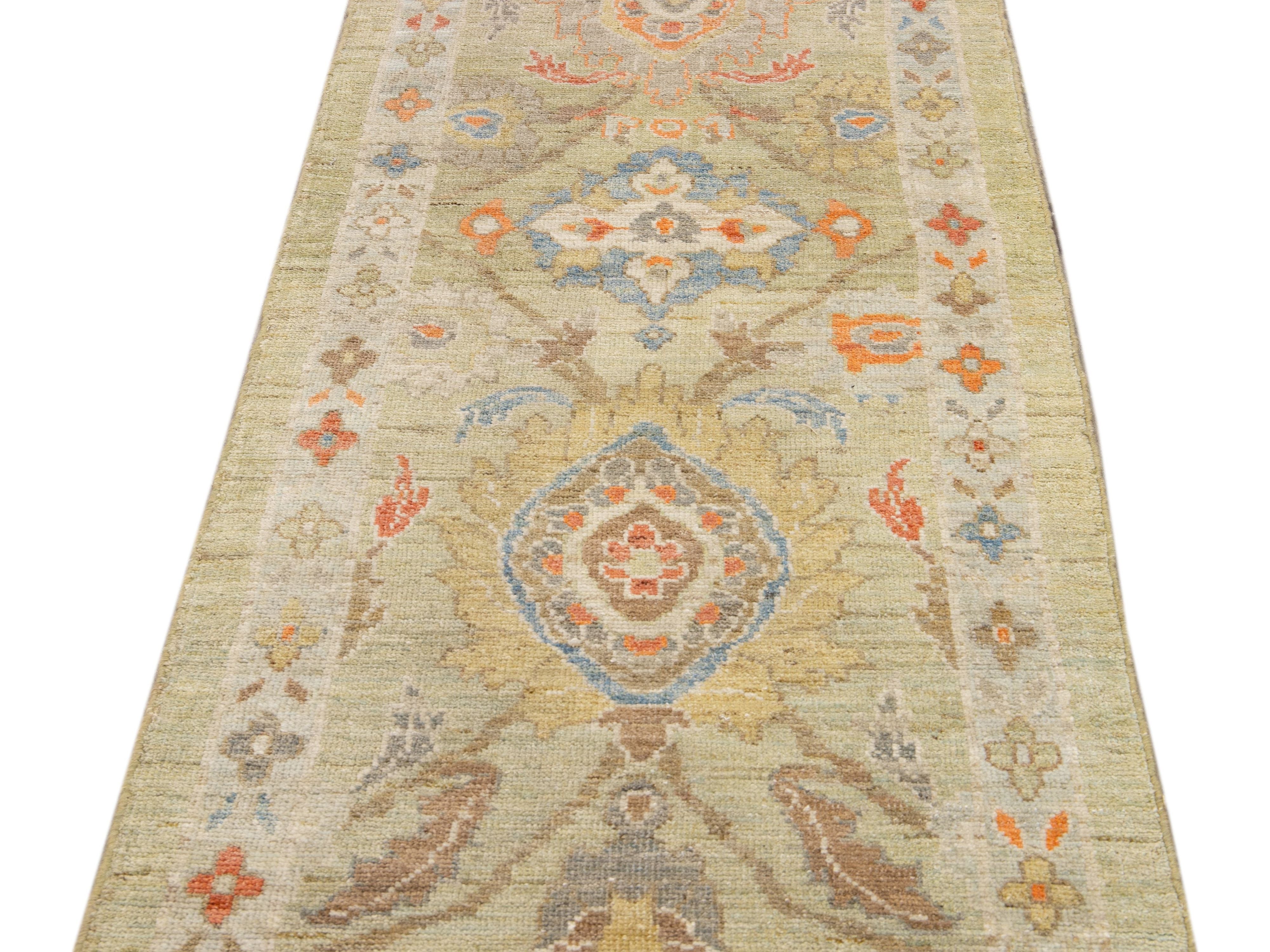 Modern Sultanabad Long Wool Runner 3 X 16