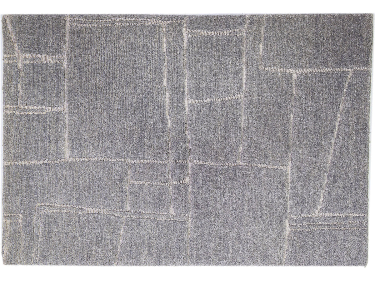 Modern Tibetan Wool and Silk Custom Rug