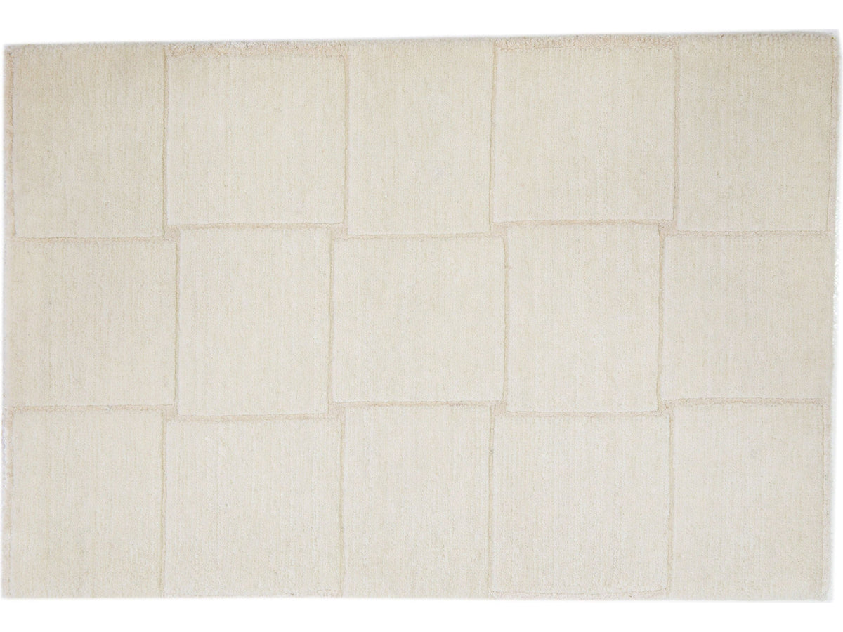 Modern Moroccan Wool and Silk Custom Rug