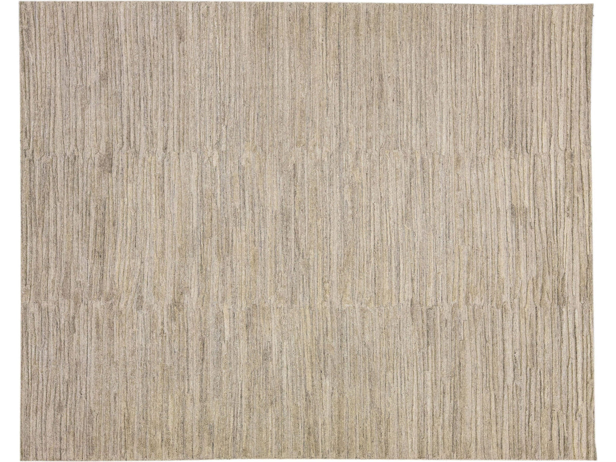 Modern Textured Wool and Viscose Rug 8 X 10