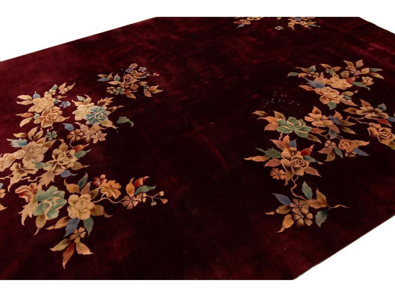 Antique Art Deco Chinese Wool Rug 9 X 12