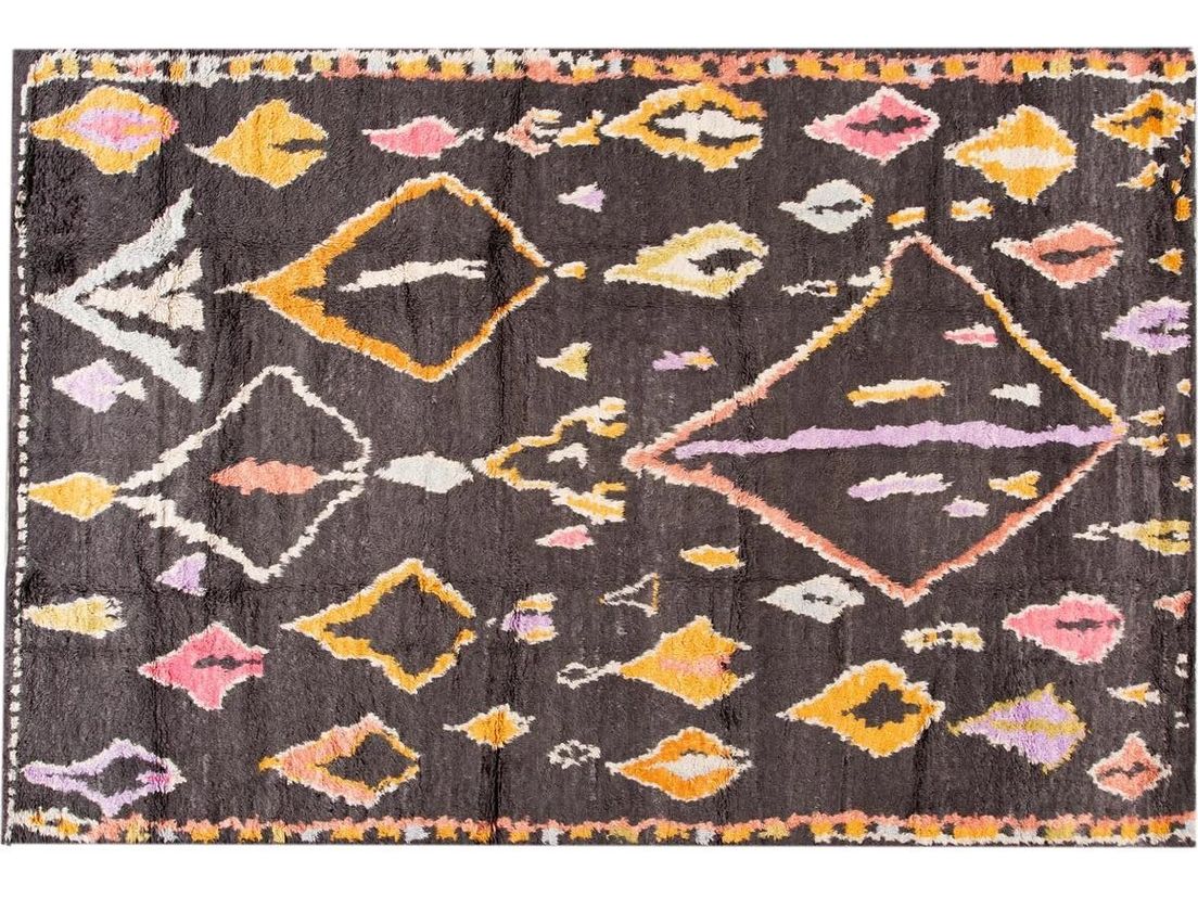 Modern Moroccan-Style Wool Rug 9 X 13